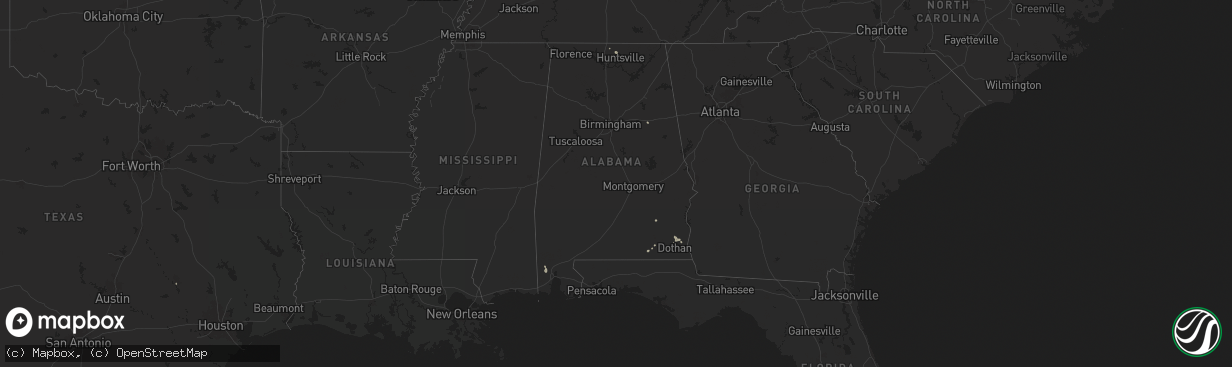 Hail map in Alabama on June 22, 2025
