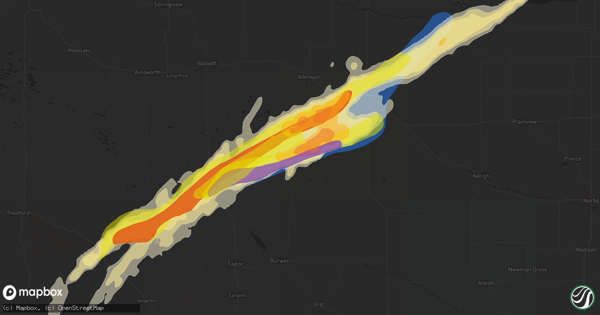 Hail map in Amelia, NE on June 22, 2025
