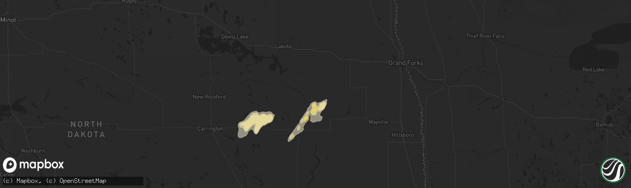 Hail map in Aneta, ND on June 22, 2025