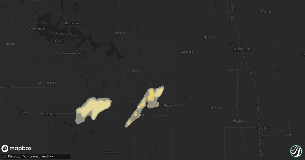 Hail map in Aneta, ND on June 22, 2025