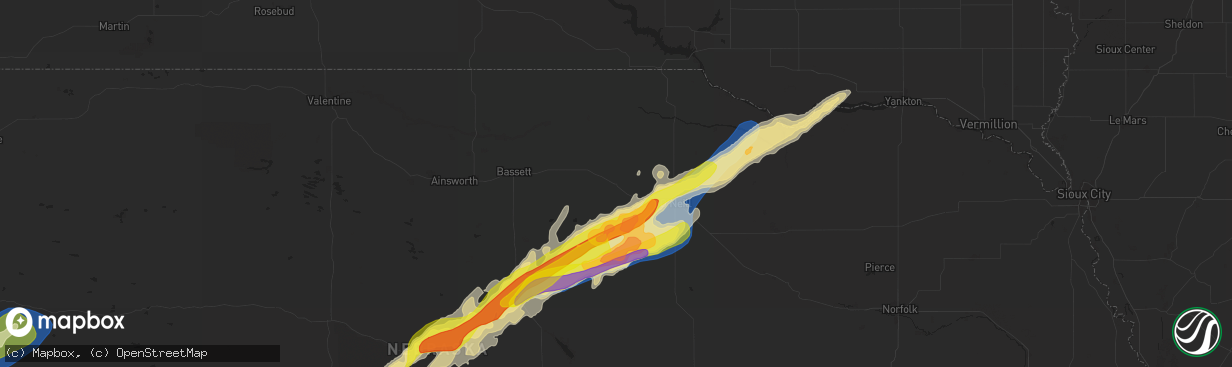 Hail map in Atkinson, NE on June 22, 2025