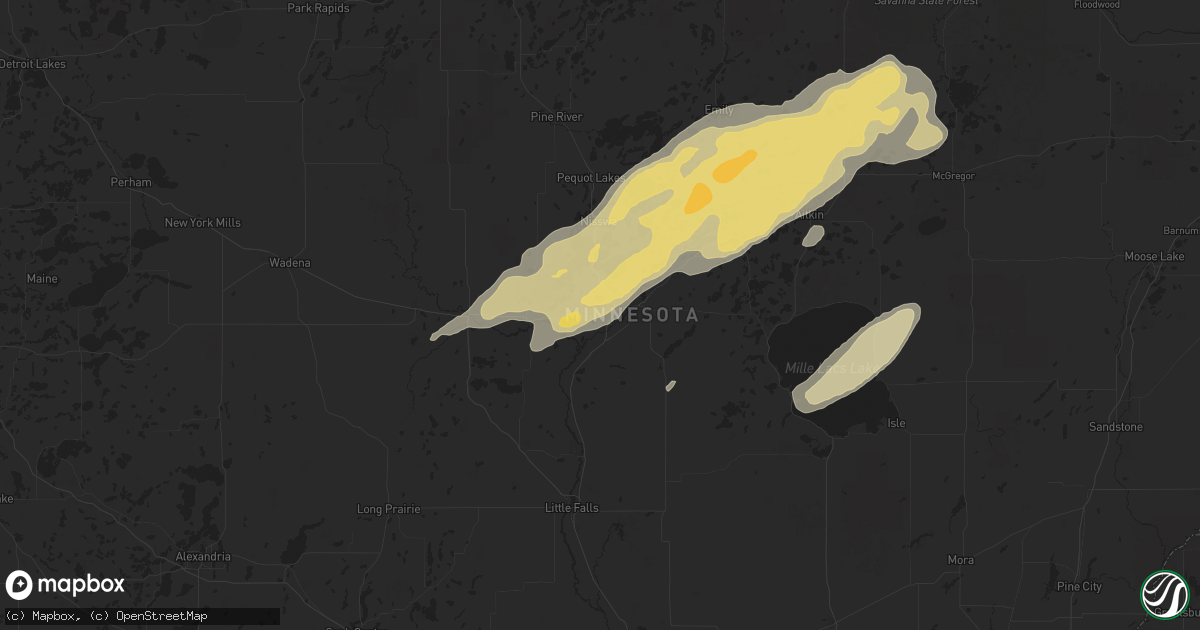 Hail map in Baxter, MN on June 22, 2025
