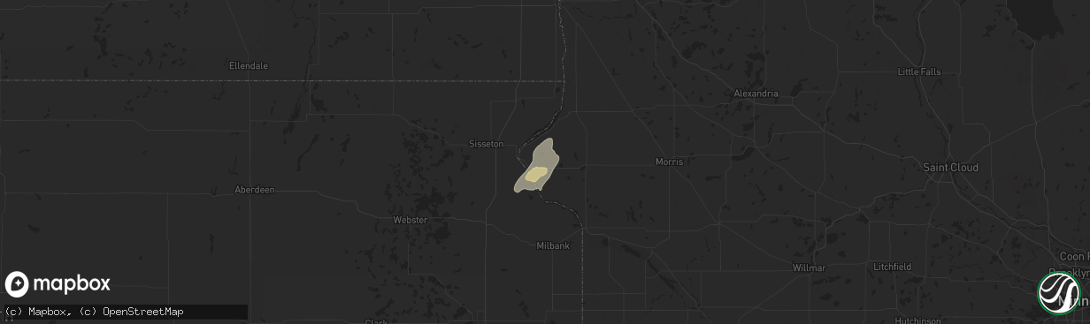 Hail map in Beardsley, MN on June 22, 2025