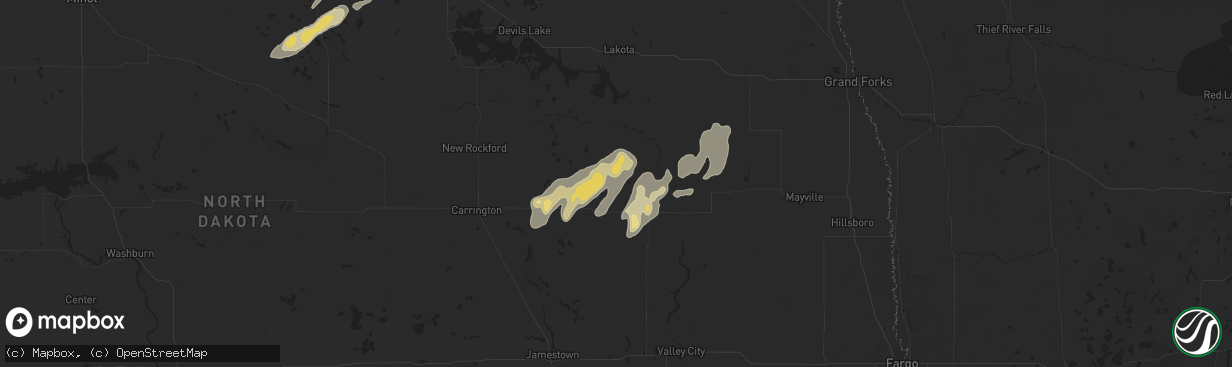 Hail map in Binford, ND on June 22, 2025