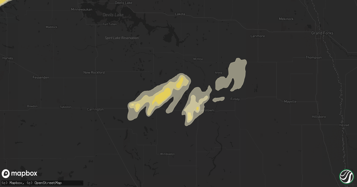 Hail map in Binford, ND on June 22, 2025