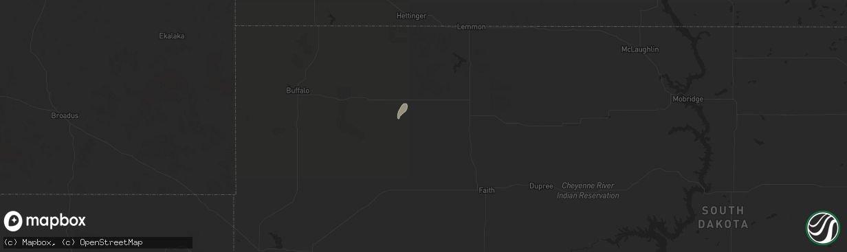 Hail map in Bison, SD on June 22, 2025