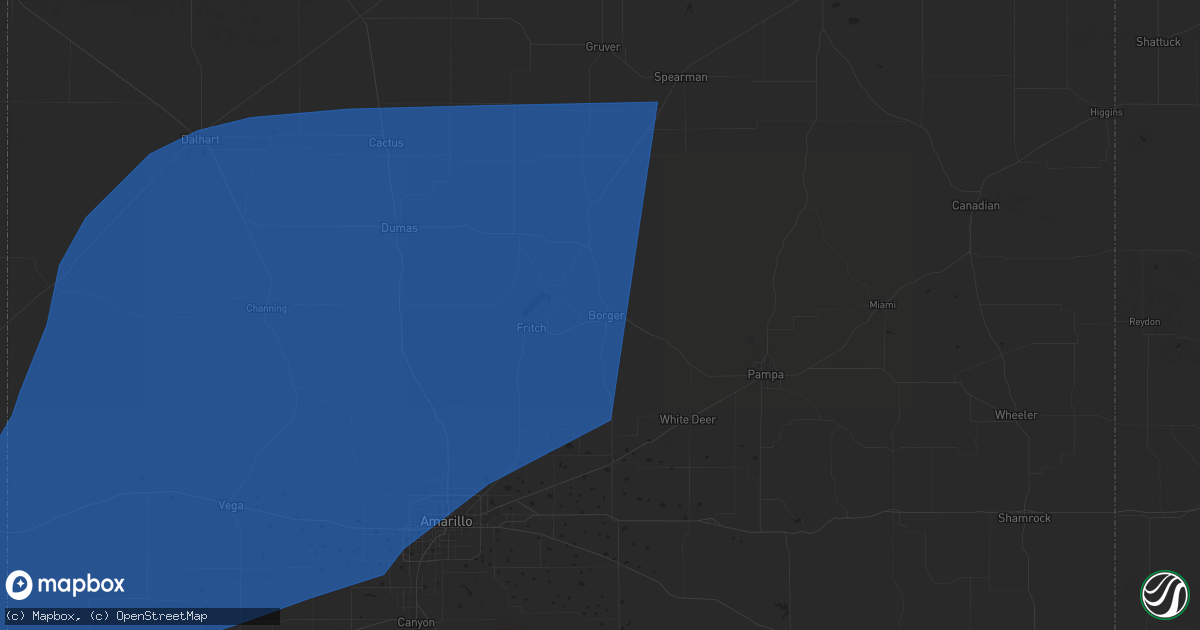 Hail map in Borger, TX on June 22, 2025