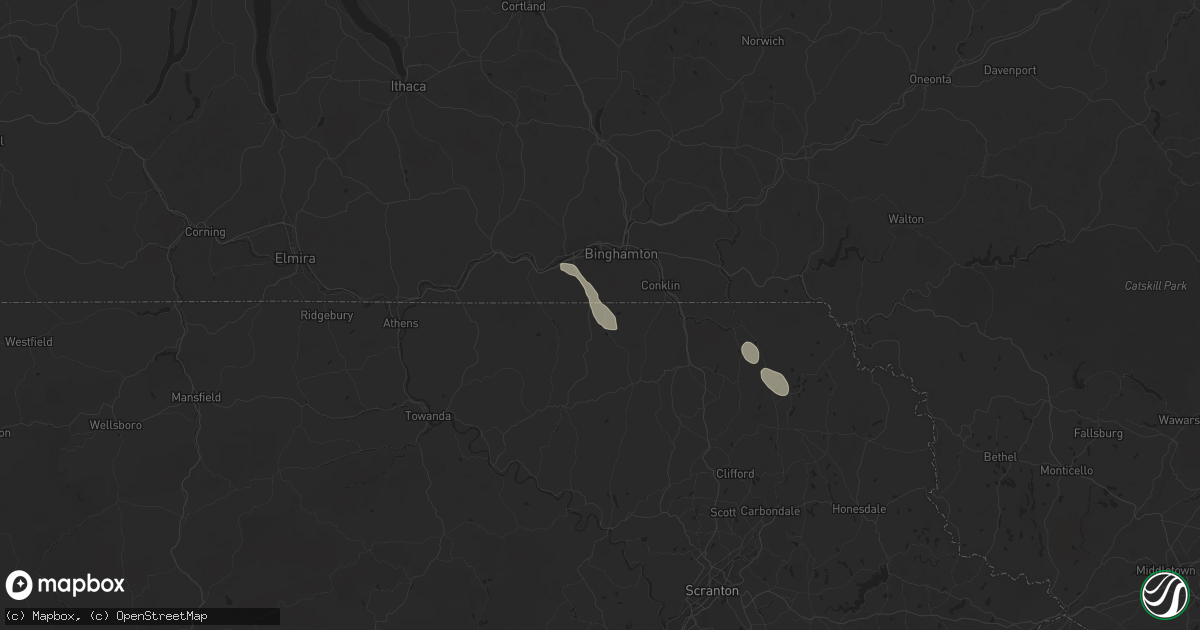 Hail map in Brackney, PA on June 22, 2025