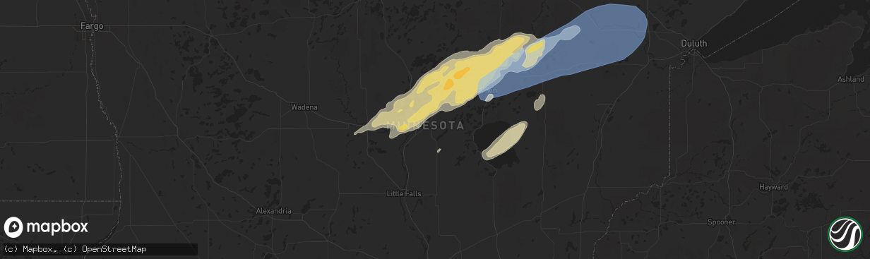Hail map in Brainerd, MN on June 22, 2025