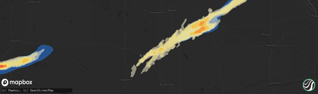 Hail map in Brewster, NE on June 22, 2025