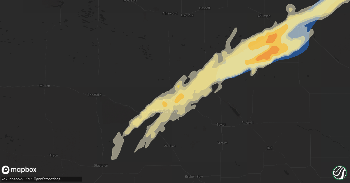 Hail map in Brewster, NE on June 22, 2025