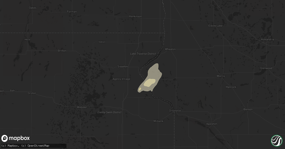 Hail map in Browns Valley, MN on June 22, 2025
