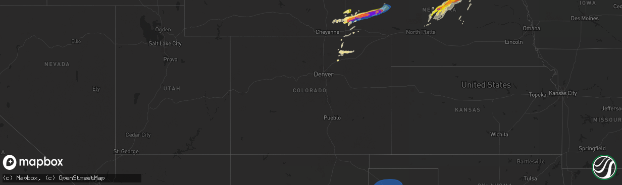 Hail map in Colorado on June 22, 2025
