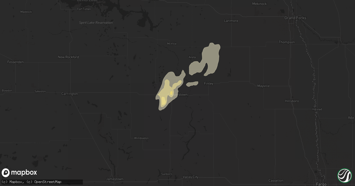 Hail map in Cooperstown, ND on June 22, 2025