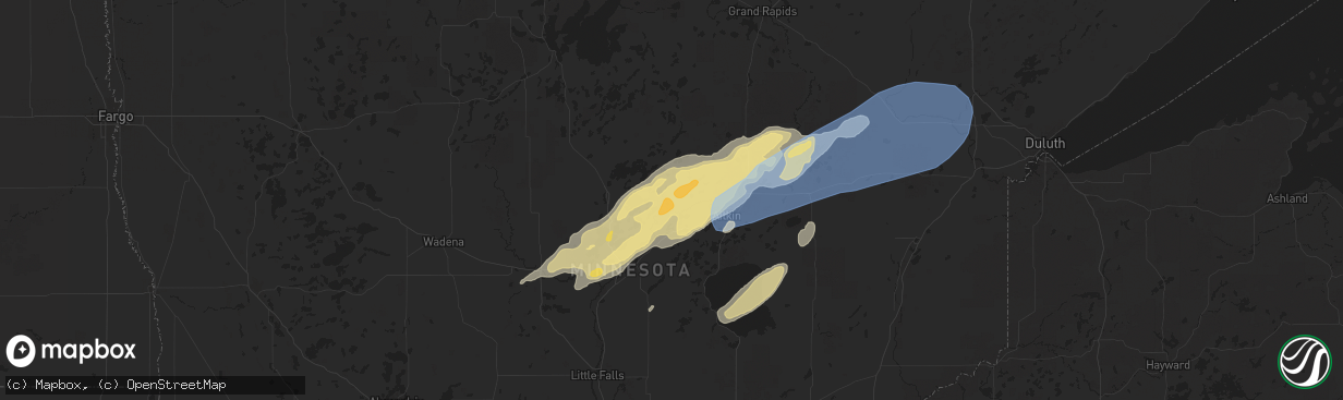 Hail map in Crosby, MN on June 22, 2025