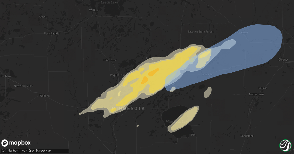 Hail map in Crosby, MN on June 22, 2025