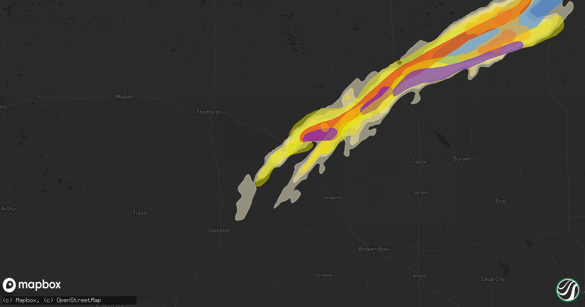 Hail map in Dunning, NE on June 22, 2025