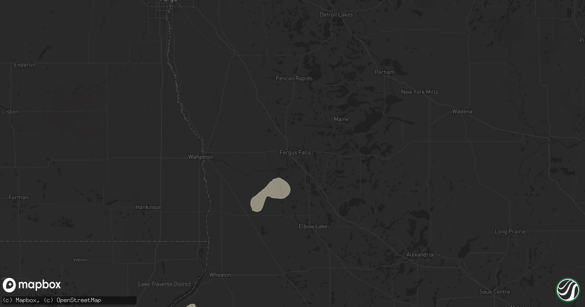 Hail map in Fergus Falls, MN on June 22, 2025