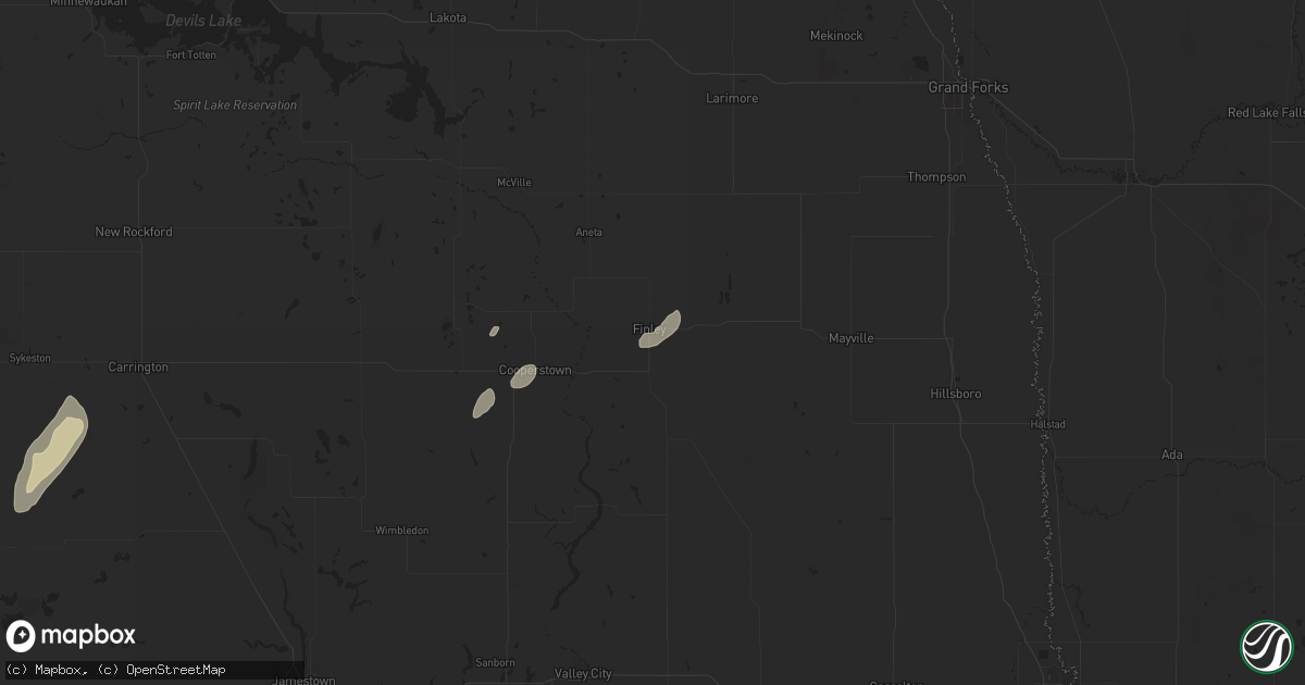 Hail map in Finley, ND on June 22, 2025