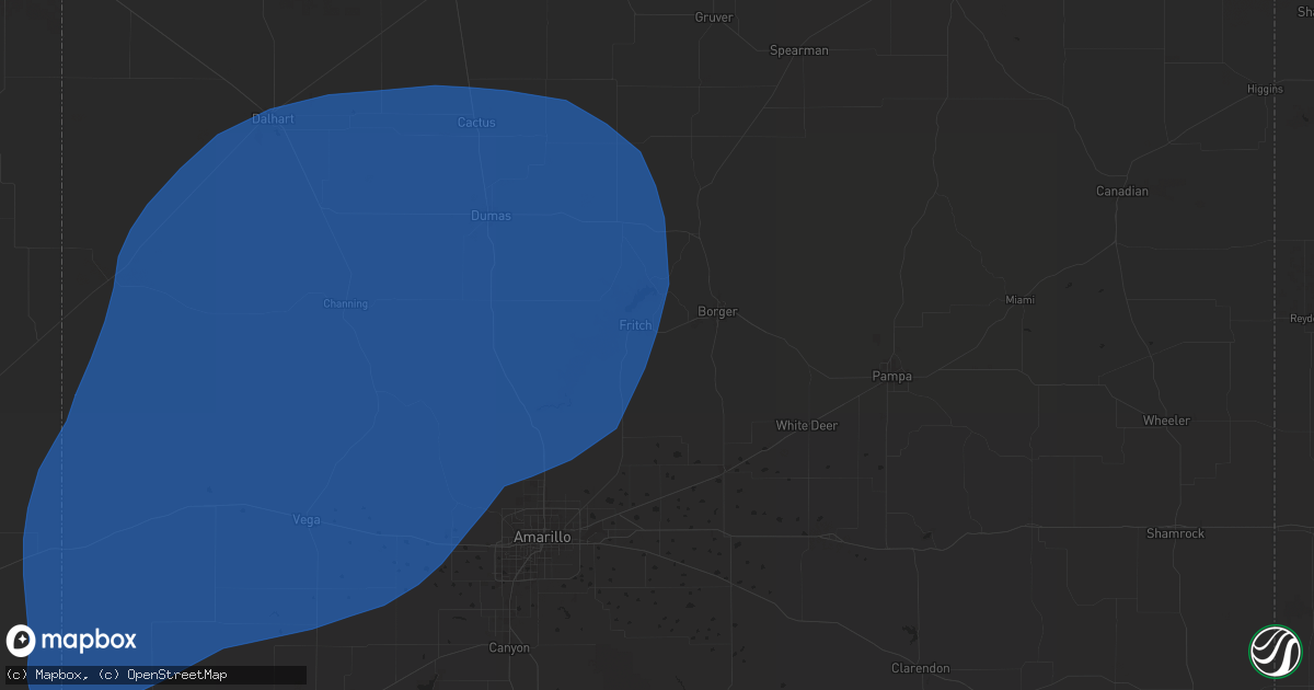 Hail map in Fritch, TX on June 22, 2025