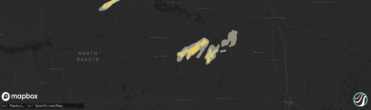 Hail map in Glenfield, ND on June 22, 2025