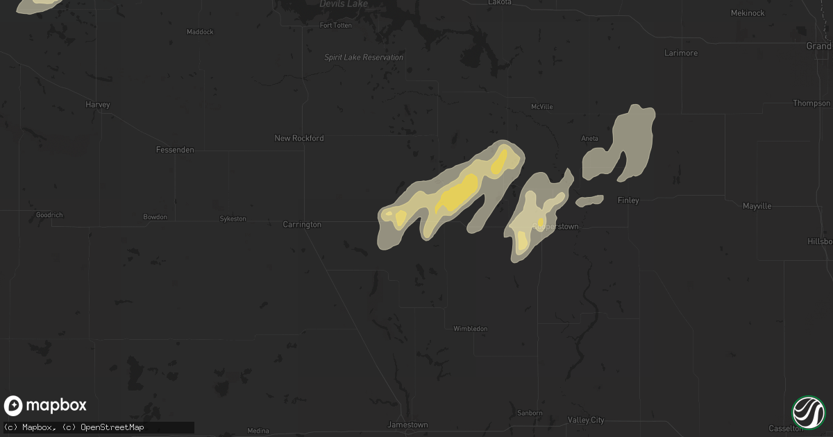 Hail map in Glenfield, ND on June 22, 2025