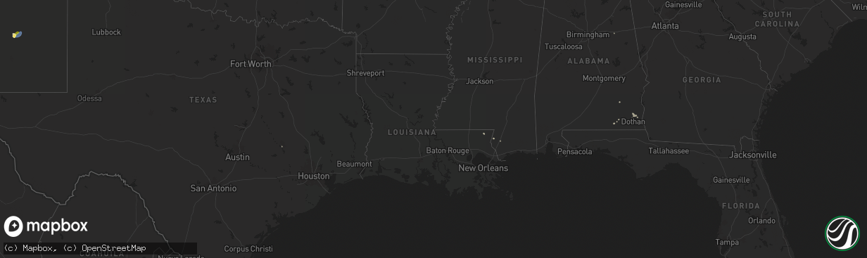 Hail map in Louisiana on June 22, 2025