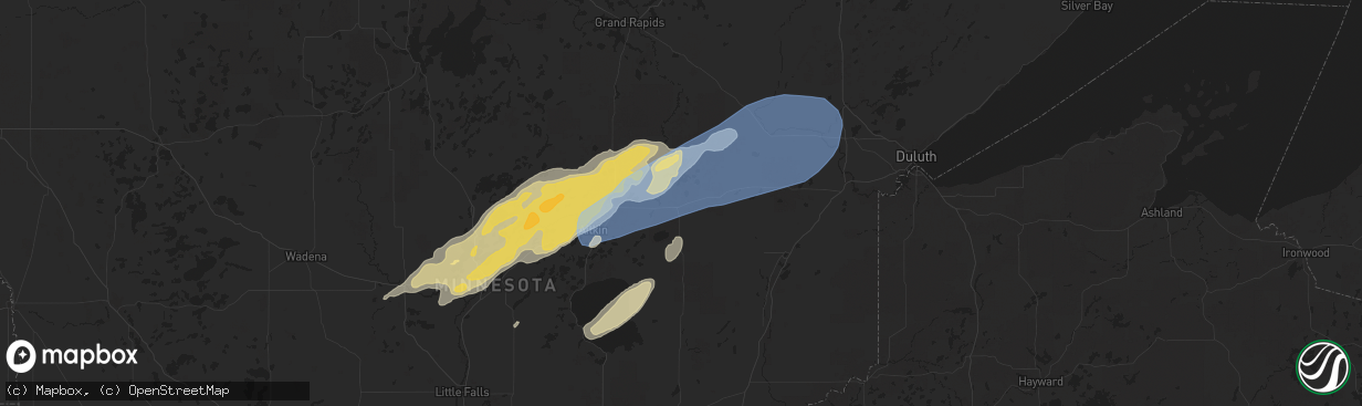 Hail map in Mcgregor, MN on June 22, 2025