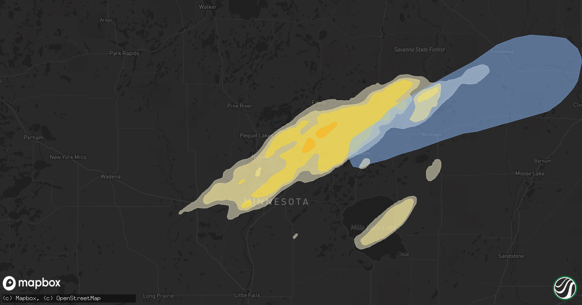 Hail map in Merrifield, MN on June 22, 2025