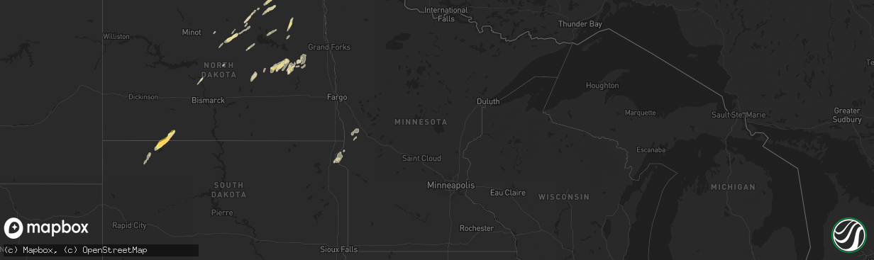 Hail map in Minnesota on June 22, 2025