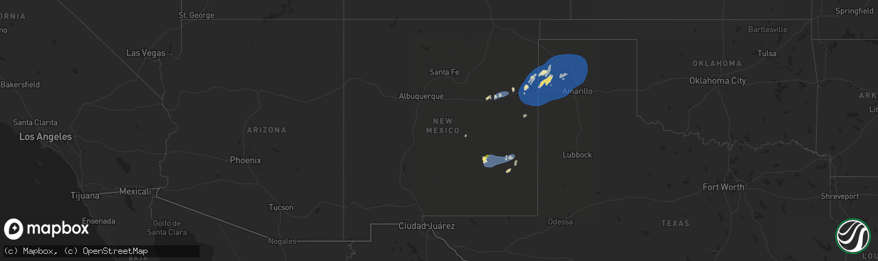 Hail map in New Mexico on June 22, 2025