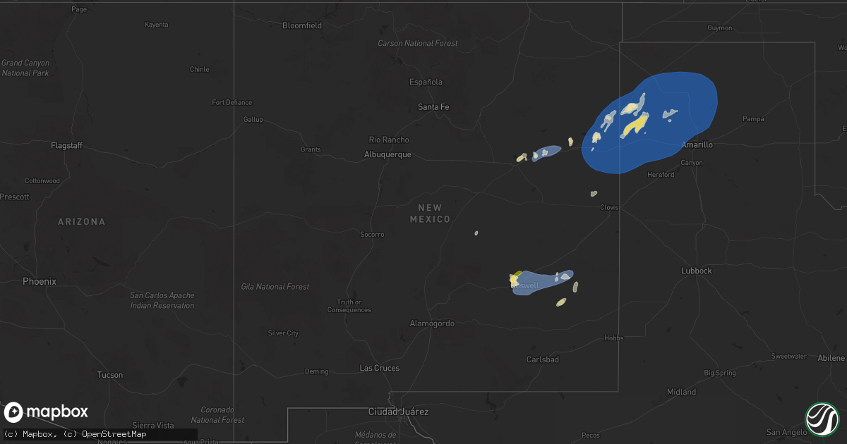 Hail map in New Mexico on June 22, 2025