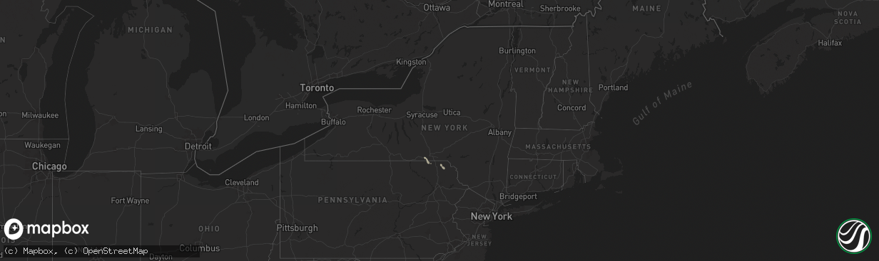 Hail map in New York on June 22, 2025