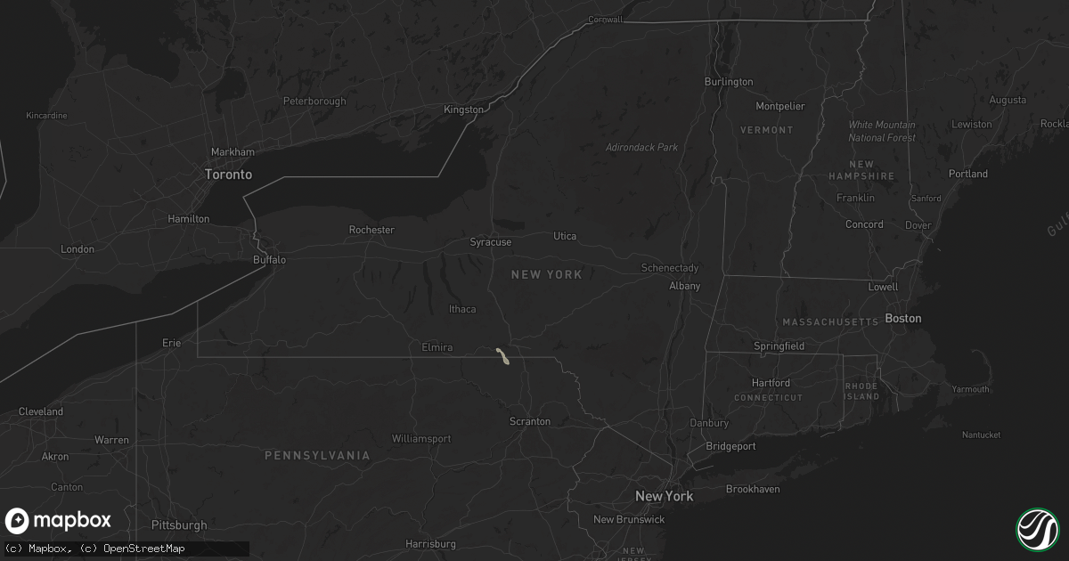 Hail map in New York on June 22, 2025
