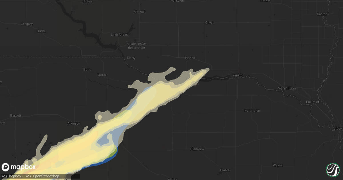 Hail map in Niobrara, NE on June 22, 2025