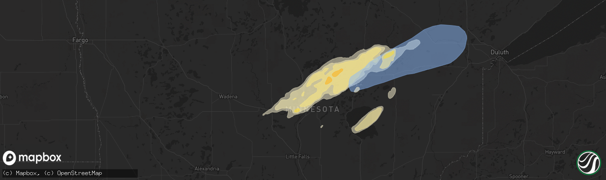 Hail map in Nisswa, MN on June 22, 2025