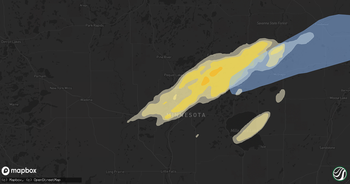 Hail map in Nisswa, MN on June 22, 2025