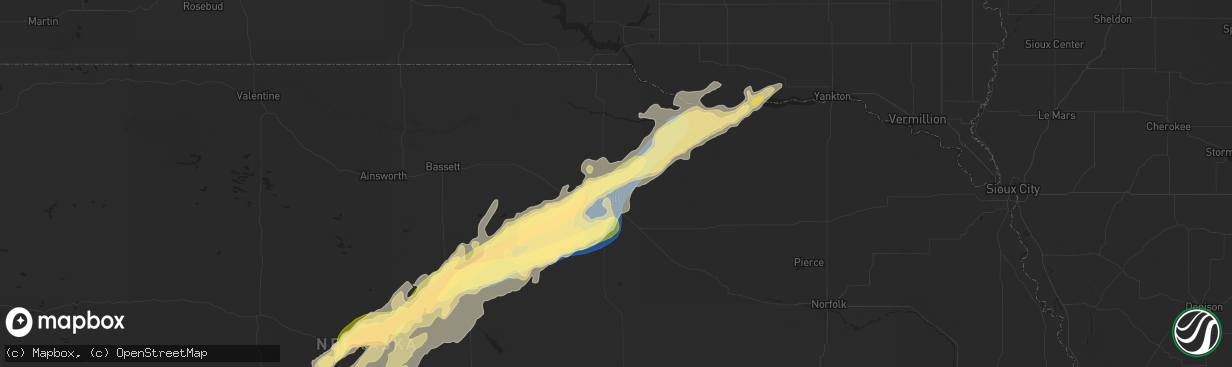 Hail map in Oneill, NE on June 22, 2025