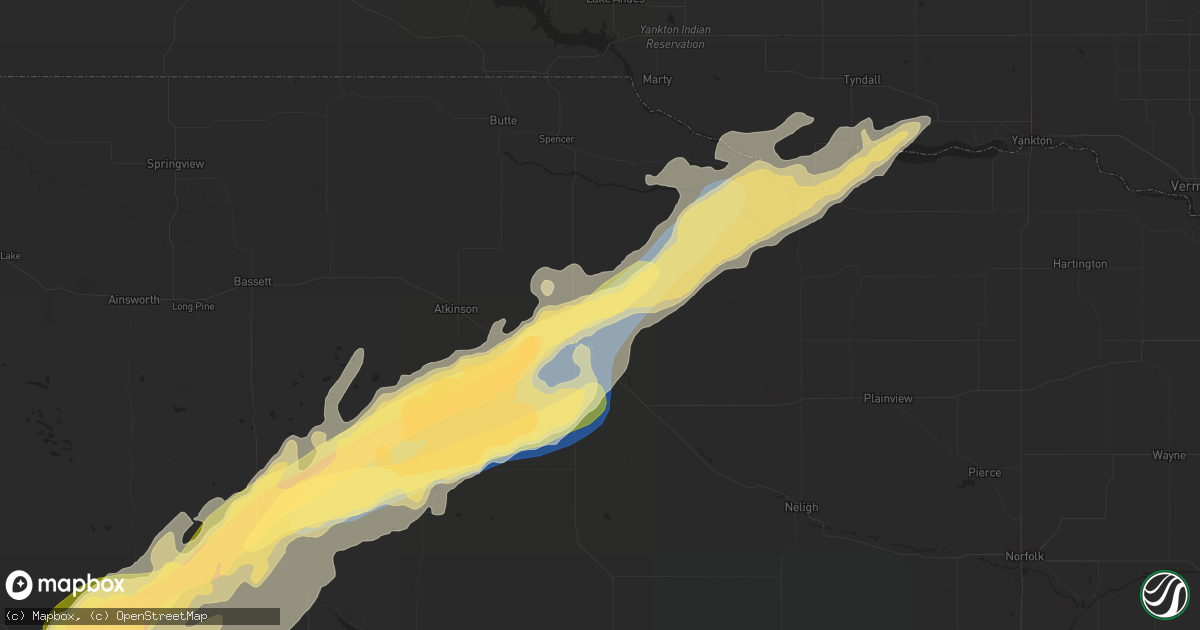 Hail map in Oneill, NE on June 22, 2025