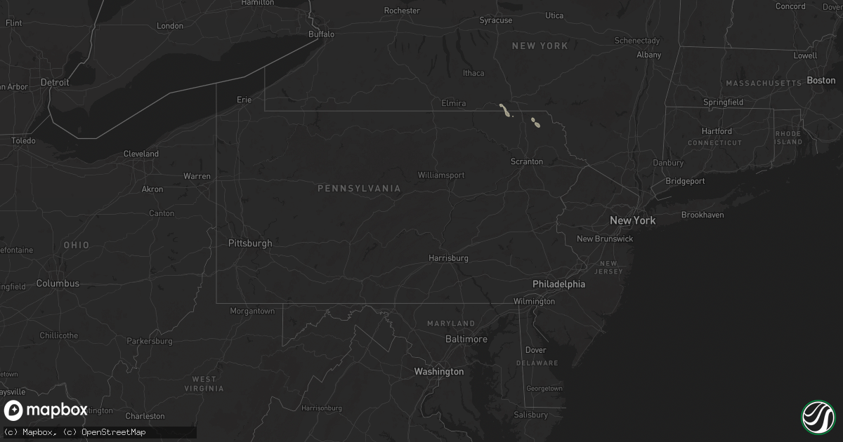Hail map in Pennsylvania on June 22, 2025