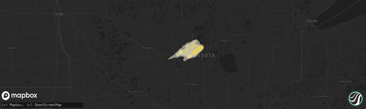 Hail map in Pillager, MN on June 22, 2025