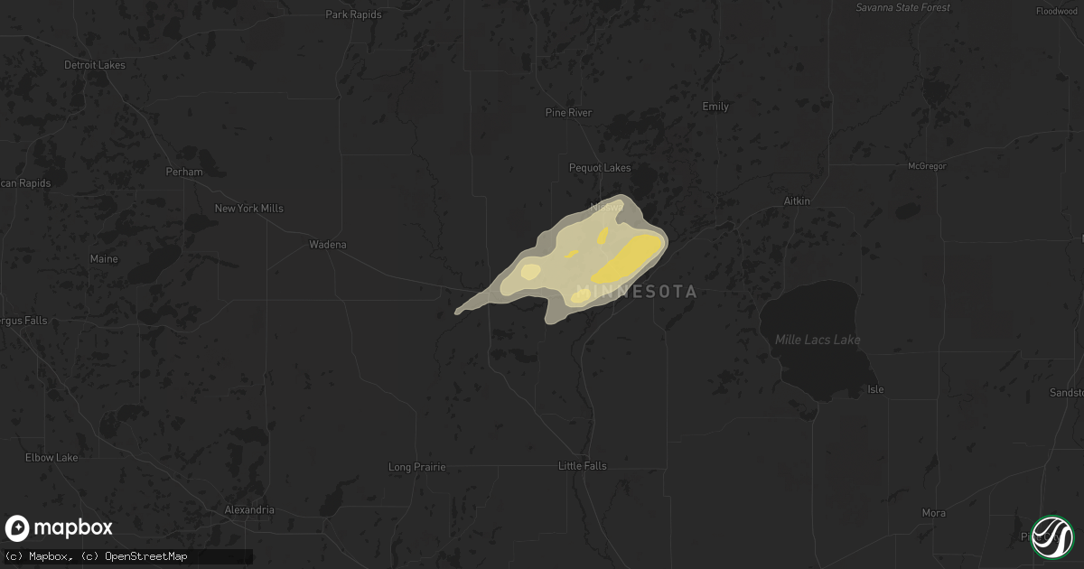 Hail map in Pillager, MN on June 22, 2025