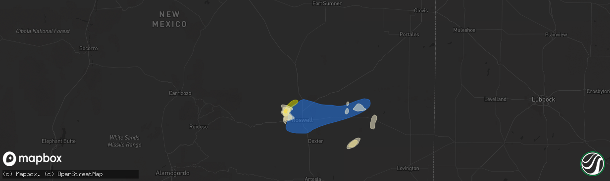 Hail map in Roswell, NM on June 22, 2025