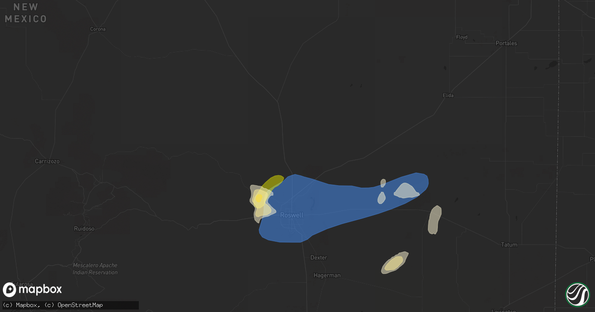 Hail map in Roswell, NM on June 22, 2025