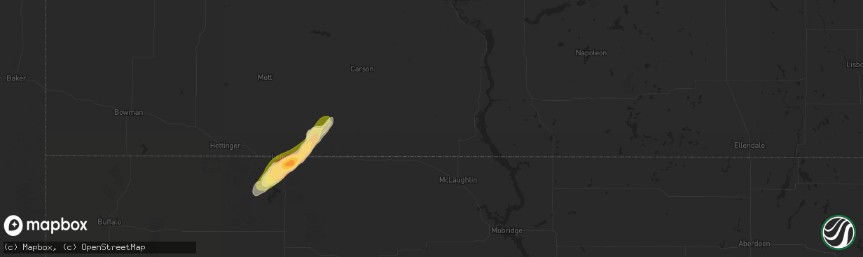 Hail map in Selfridge, ND on June 22, 2025