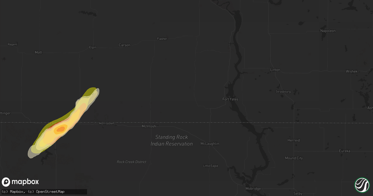 Hail map in Selfridge, ND on June 22, 2025