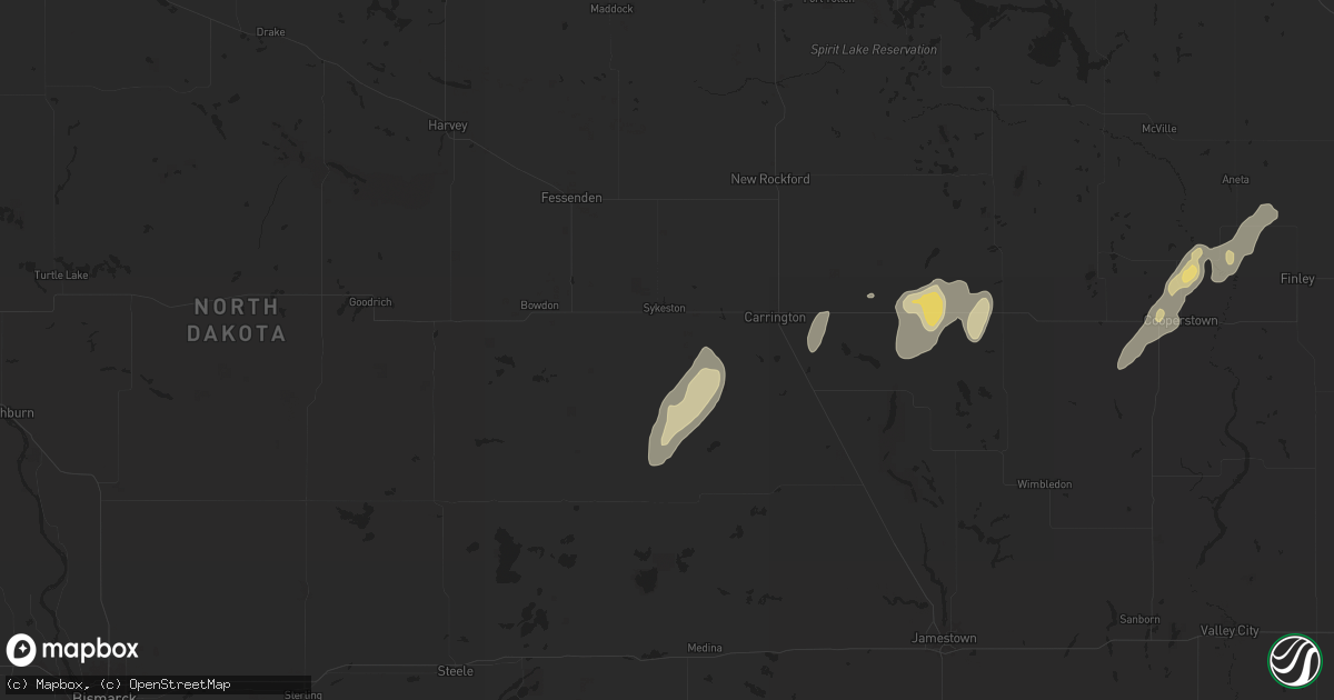Hail map in Sykeston, ND on June 22, 2025