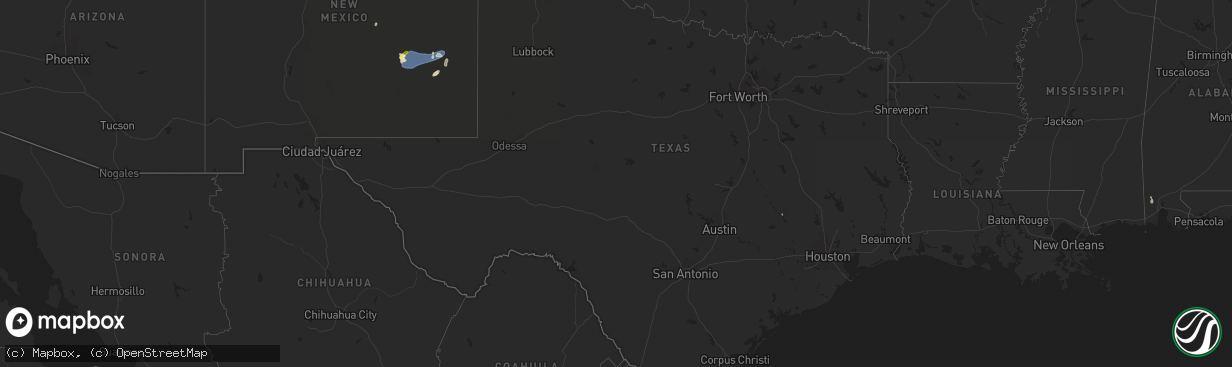 Hail map in Texas on June 22, 2025