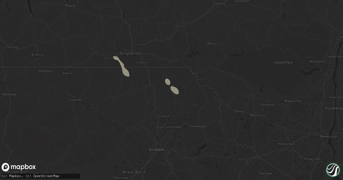 Hail map in Thompson, PA on June 22, 2025