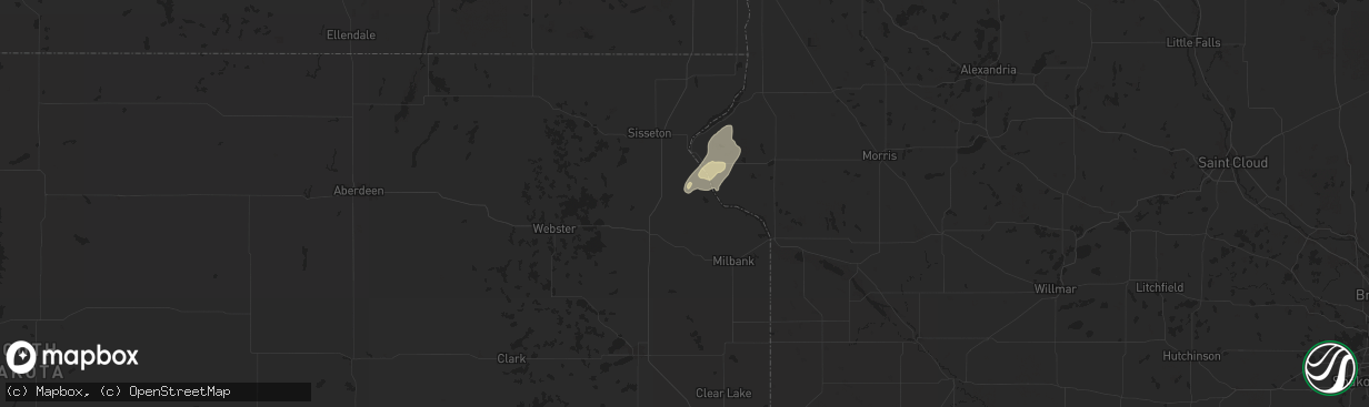 Hail map in Wilmot, SD on June 22, 2025
